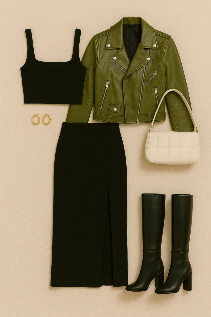 Leather outfit and matching set style ideas
